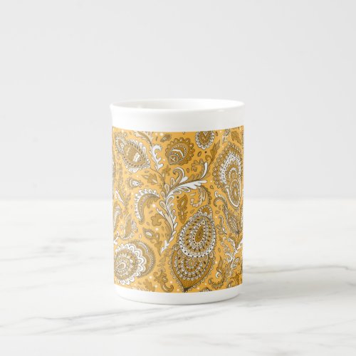 Indian style paisley floral seamless pattern bone china mug