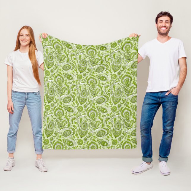 Indian style paisley floral seamless pattern fleece blanket (In Situ)