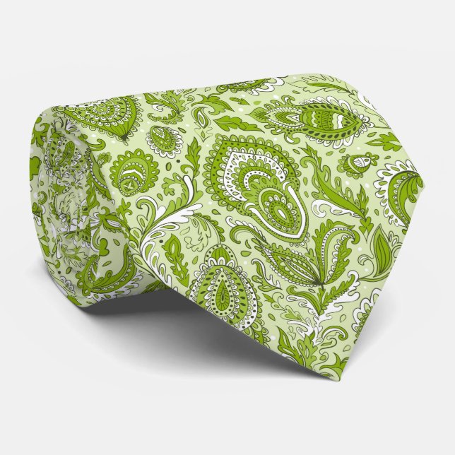 Indian style paisley floral seamless pattern neck tie (Rolled)