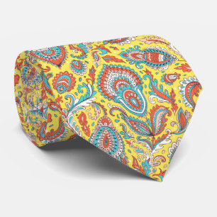 Indian style paisley floral seamless pattern neck tie