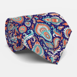 Indian style paisley floral seamless pattern neck tie