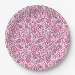 Indian style paisley floral seamless pattern paper plates