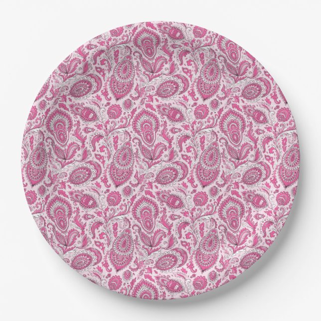 Indian style paisley floral seamless pattern paper plates (Front)