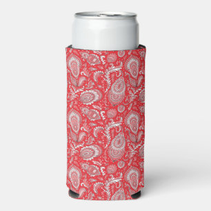 Indian style paisley floral seamless pattern seltzer can cooler