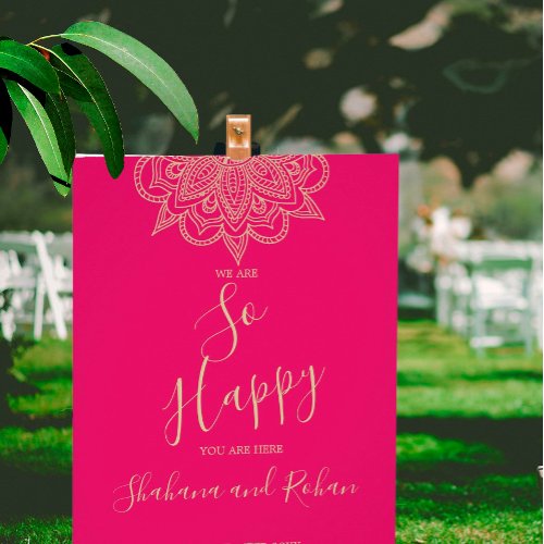 Indian Style Pink Gold Color Chic Wedding Welcome Poster