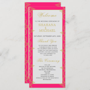 Indian Style Pink Gold Pattern Wedding Program