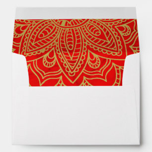 Indian Style Red Gold Color Elegant Wedding Envelope