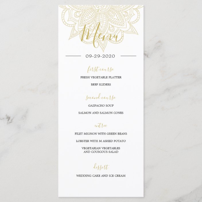 Indian Style Red Gold Colored Chic Wedding Menu Zazzle Com