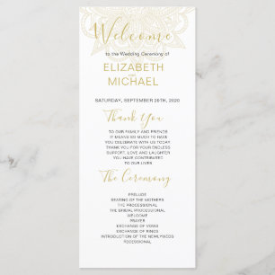 Indian Style Red Gold Colored Wedding Program