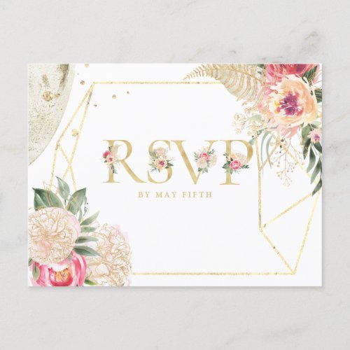 Indian Summer Floral Wedding RSVP wMeal Invitation Postcard