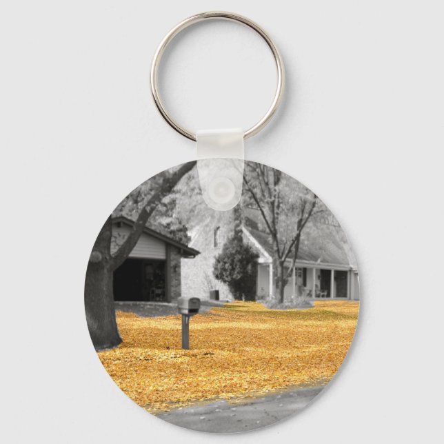 Indian Summer Golden Leaves Keychain (Front)