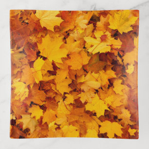 Indian Summer Golden Leaves Trinket Tray