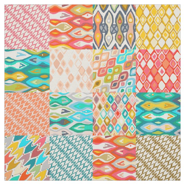 Indian Summer ikat patches Fabric (Swatch)
