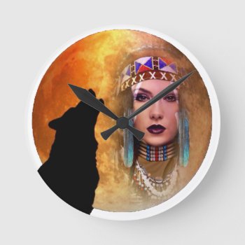 Indian Summer Round Clock by Kathys_Gallery at Zazzle