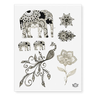 Indian summer set, boho festival henna coloured temporary tattoos