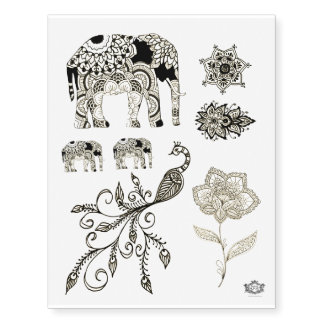 Indian summer set, boho festival henna coloured temporary tattoos