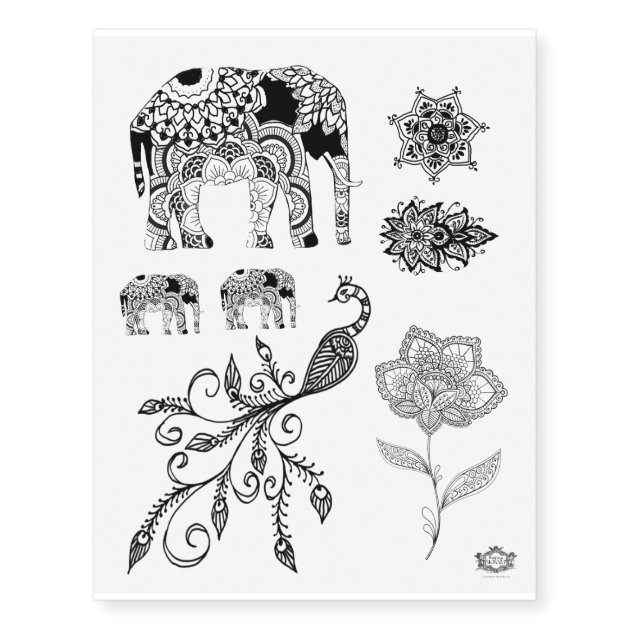 boho elephant in the style of tattoo Stock Vector | Adobe Stock