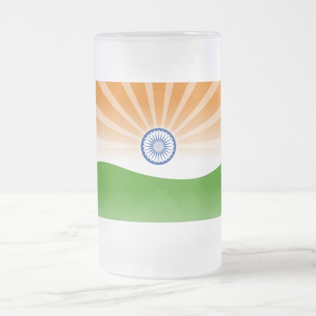"Indian" sun Frosted Glass Beer Mug (Center)