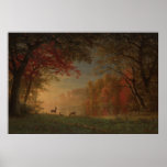 Indian Sunset: Deer by a Lake by Albert Bierstadt Poster