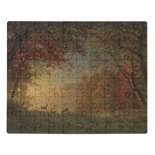 Indian Sunset Deer by a Lake Jigsaw Puzzle