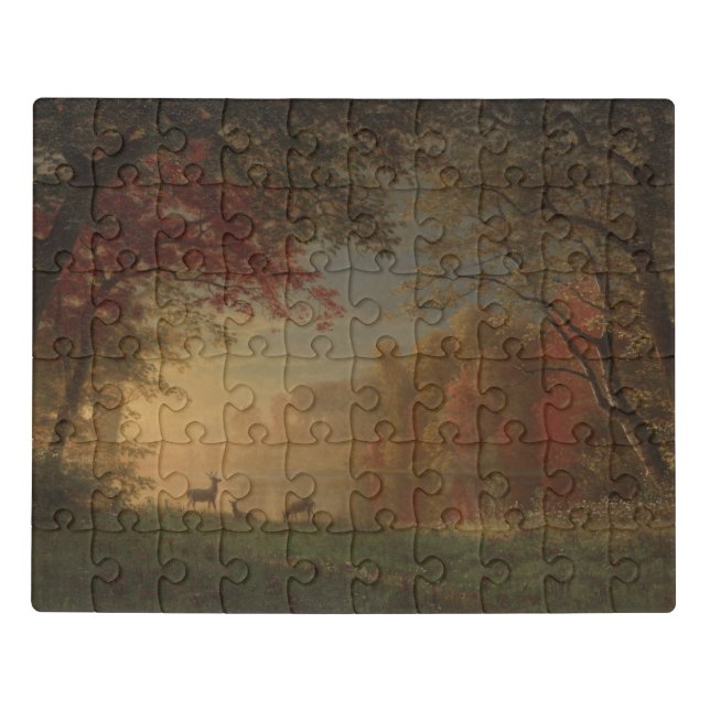 Indian Sunset Deer by a Lake Jigsaw Puzzle (Puzzle Horizontal)