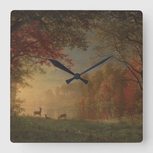 Indian Sunset Deer by a Lake Square Wall Clock