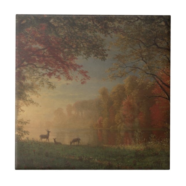 Indian Sunset Deer by a Lake Tile (Front)