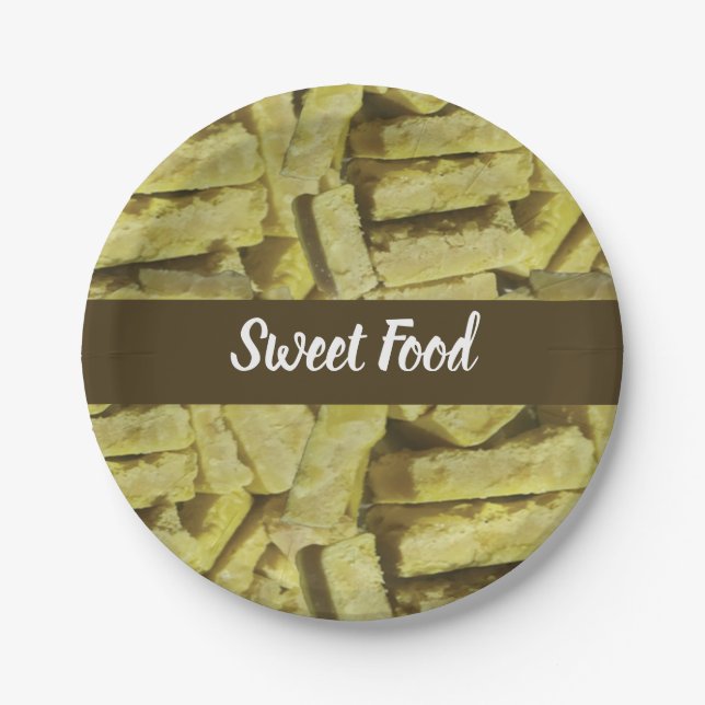 Indian Sweet Mysore Pak Sweet Food Birthday Paper Plates (Front)
