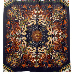 Indian Symmetric: Vintage Ethnic Ornament Shower Curtain