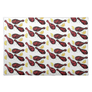Indian Tandoori Chicken Food Illustration Art Cloth Placemat