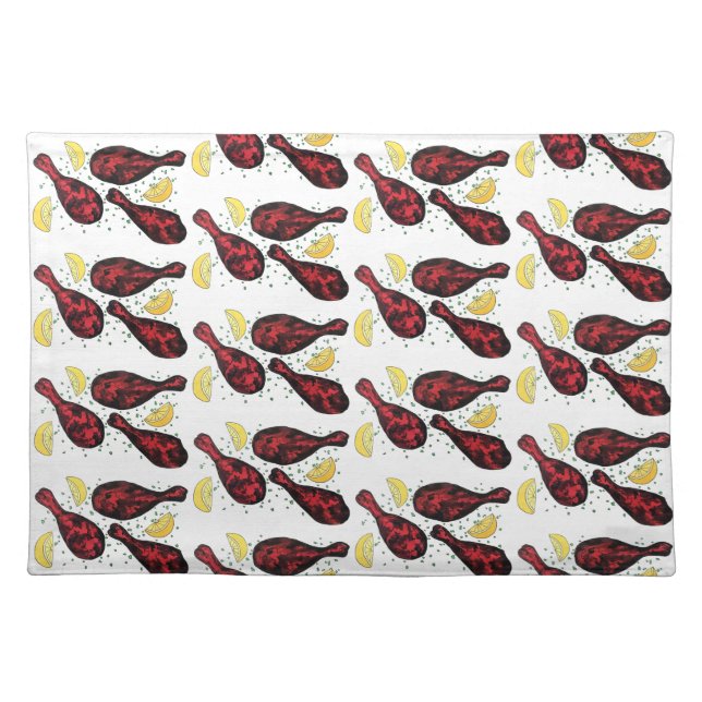 Indian Tandoori Chicken Food Illustration Art Cloth Placemat (Front)