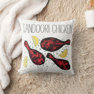 Indian Tandoori Chicken Food Illustration Art Throw Pillow