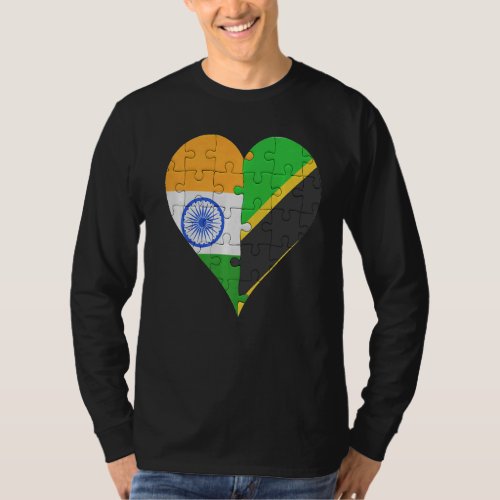 Indian Tanzanian Flag Heart T_Shirt