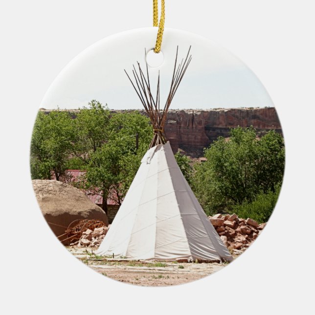 Indian teepee, pioneer village, Utah Ceramic Ornament (Front)