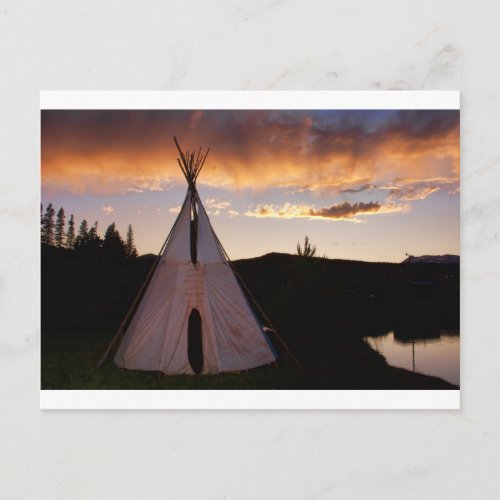 Indian Teepee Sunset  landscape Postcard
