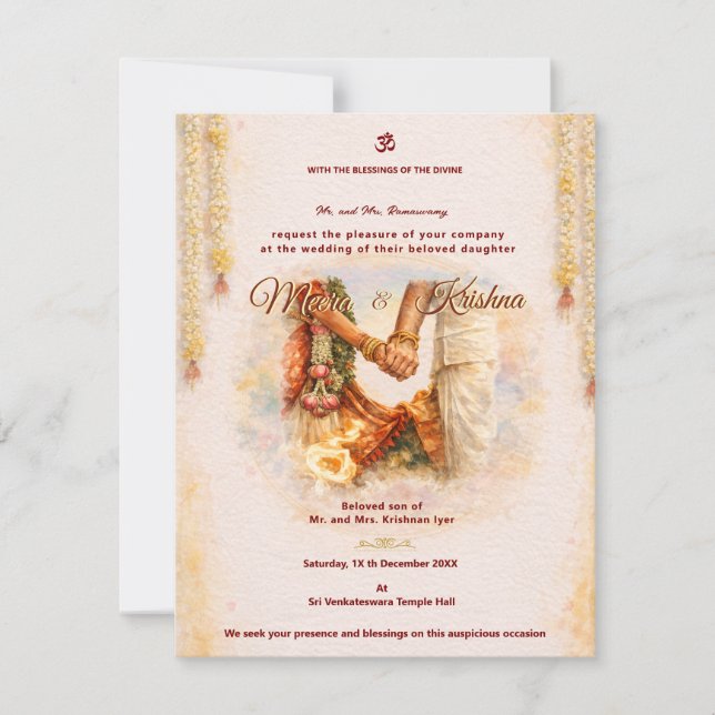  Indian Temple Wedding Invitation Suite (Front)