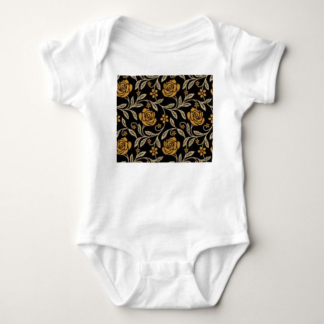 Indian textile: traditional floral seamless. baby bodysuit (Front)