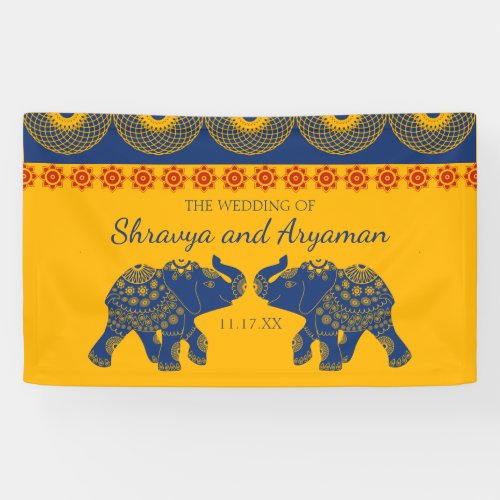 Indian Themed Elephants in Royal Blue Wedding  Banner