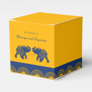 Indian Themed Elephants in Royal Blue Wedding Favor Boxes