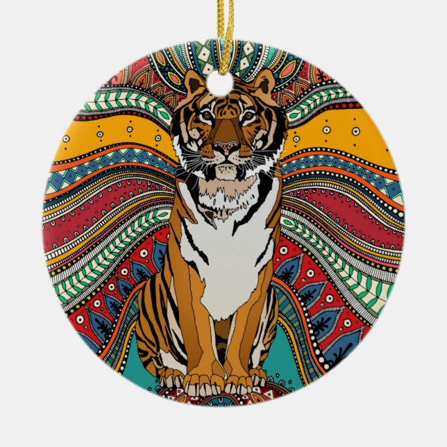 Indian tiger ceramic ornament (Front)