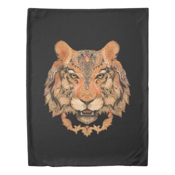 Indian Tiger Tattoo (1 Side) Twin Duvet Cover by FantasyPillows at Zazzle