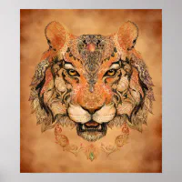 The Tiger and the symbol of the Indian religion of Jainism  the swastika  drawing for tattoo on a white background vector Stock Vector Image  Art   Alamy