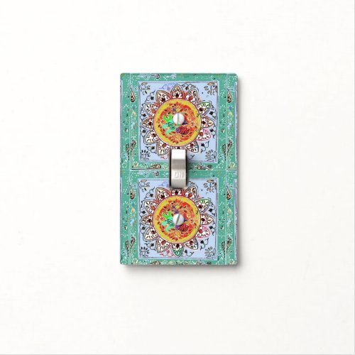 Indian Tile Style Light Switch Cover GreenYellow