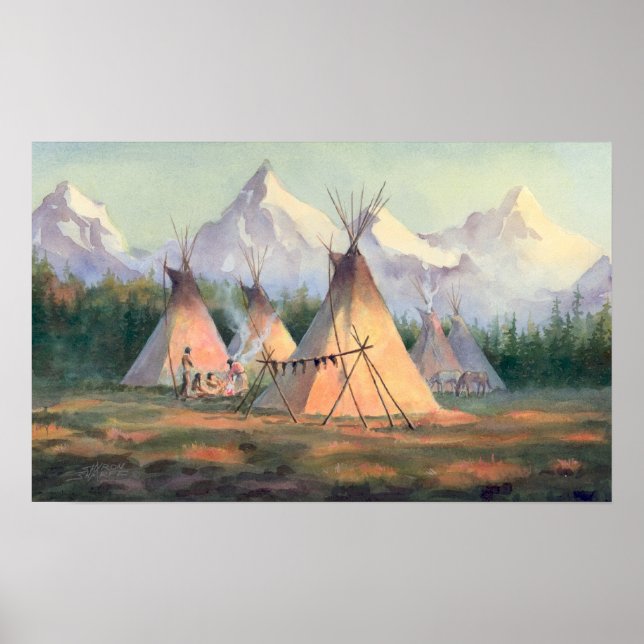 INDIAN TIPI CAMP by SHARON SHARPE Poster (Front)
