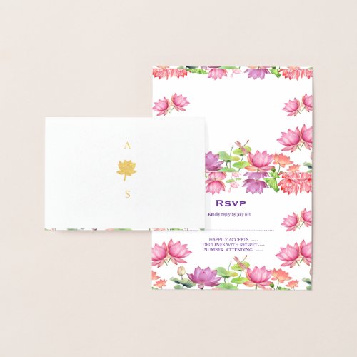 Indian Traditinal Wedding  Lotus Floral RSVP Card