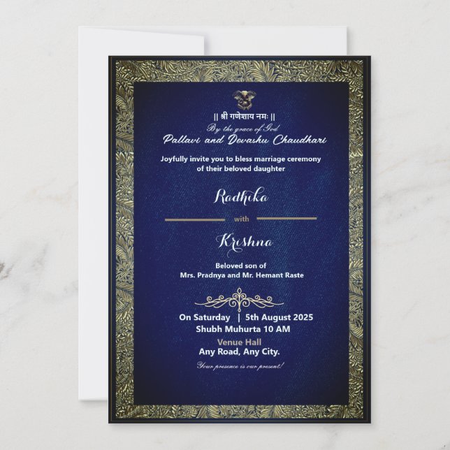  Indian Traditional Ganesh wedding Invitation card (Back)