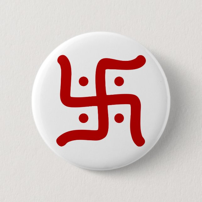 indian traditional hindu swastika symbol religion button (Front)