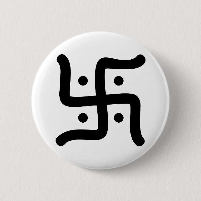 indian traditional hindu swastika symbol religion pinback button (Front)
