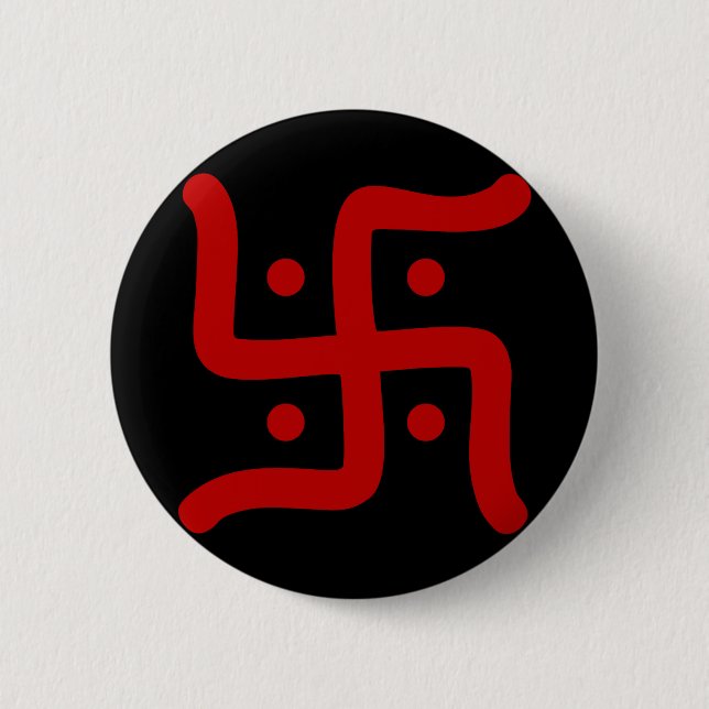 indian traditional hindu swastika symbol religion pinback button (Front)