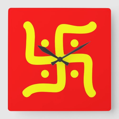 indian traditional hindu swastika symbol religion square wall clock